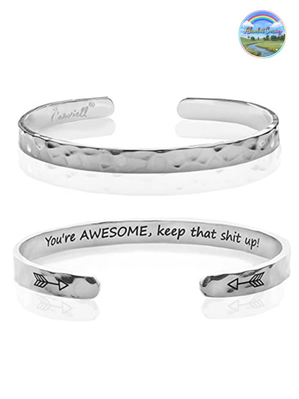 Inspirational Cuff Bracelet Stainless Steel Gold Finish